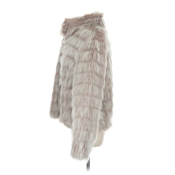 Betsey Johnson Gray Faux Fur Jacket | Mob Wife Old Money Baddie Luxe Grunge Y2K - Picture 6 of 13